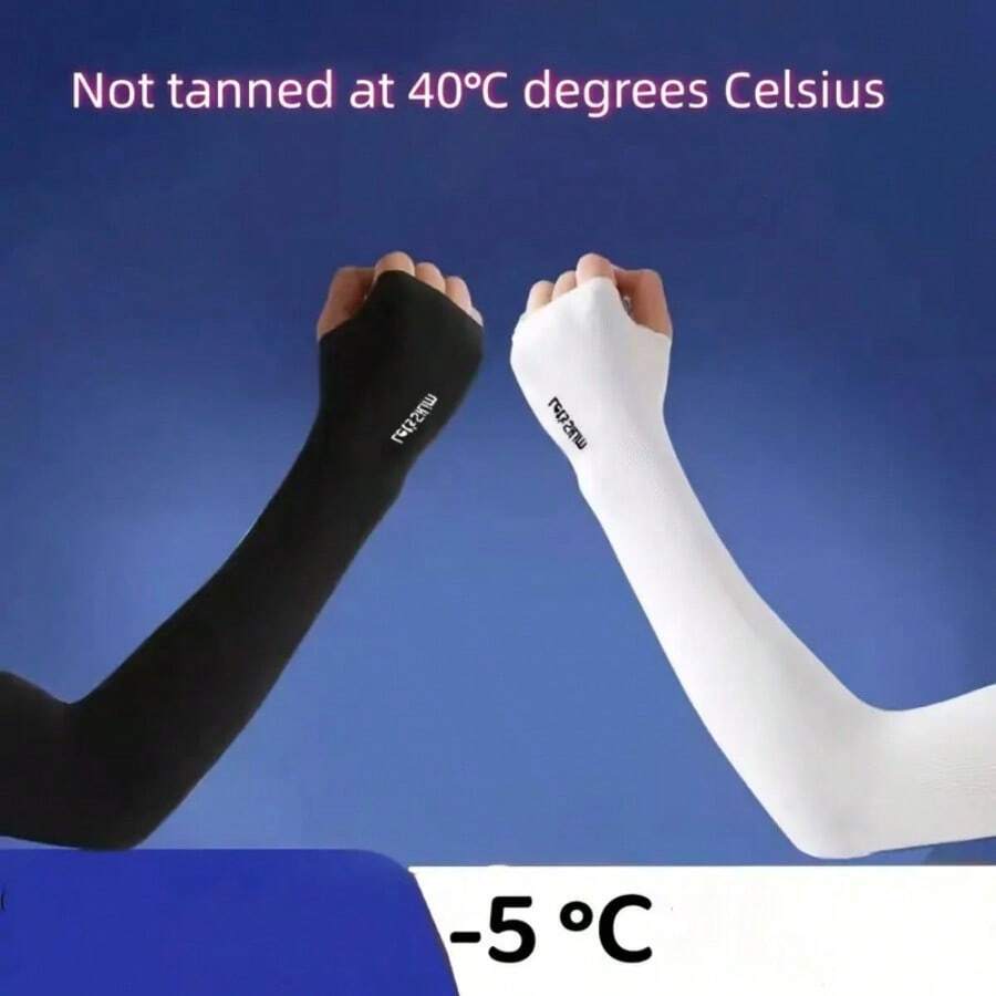 1Pair Of Uv Protection Ice Silk Sleeves For Outdoor Sports Ideal For Driving, Running, Hiking And Biking Keep Your Arms Cool And Protected