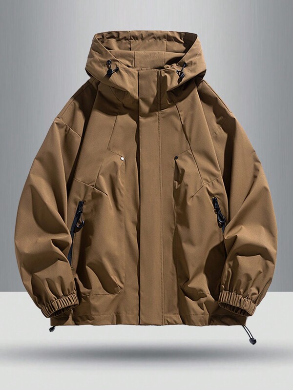 2024 Herren Herbst Neue Outdoor Sport Wanderjacke mit Kapuze Einfarbig