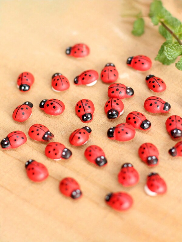 10 pièces/20 pièces Figurines en bois de coccinelle et de scarabée pour décorations de paysage miniature DIY, été, école