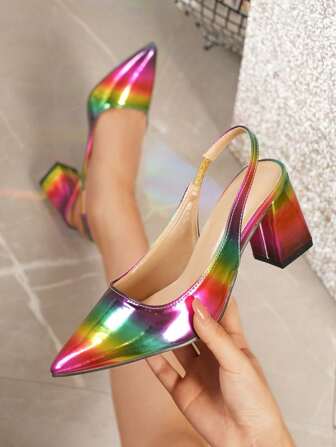 Tacones altos de satén con punta puntiaguda y sin espalda para mujeres, versátiles