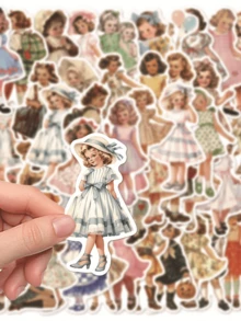 50 miếng dán Graffiti hình cô gái Âu Mỹ hoạt hình cổ điển, miếng dán chống thấm nước sáng tạo tự làm, dùng để trang trí máy tính xách tay, vali, máy tính, ốp điện thoại, bình nước - Nhiều màu - Xem 6