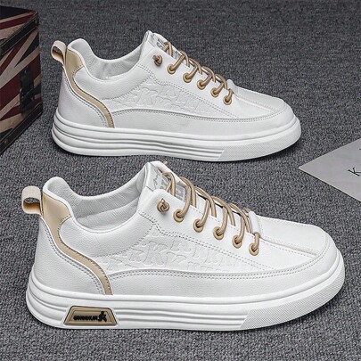 Zapatillas de lona casuales de caña baja blancas para hombres, estilo coreano juvenil, zapatos planos