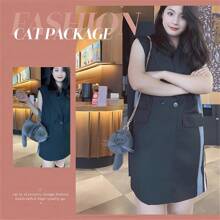 HUIJUFU Realistic Puffy Plush Cat - Shaped Cross - Body Handbag For Women - 藍貓 - 查看 6