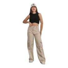Wide Leg Jeans Girl's Trousers Pantaloons Fashion Tween Youth Female 10 To 16 - 米色 - 查看 1