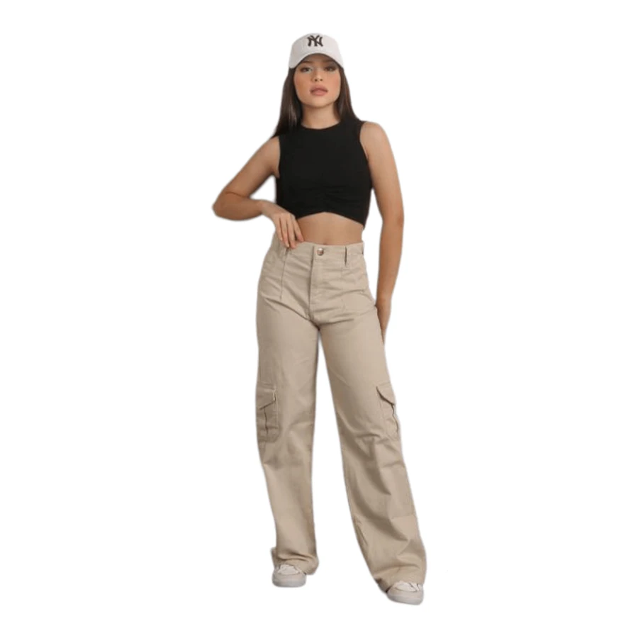 Wide Leg Jeans Girl's Trousers Pantaloons Fashion Tween Youth Female 10 To 16 - 米色 - 查看 1