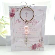 Llaveros de perlas para bautizo recuerdos para obsequiar - ROSA 10 PIEZAS - Ver 2