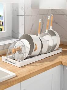 Pot And Pan Organizer 1pc Ultimate Kitchen Organizer -Space-SavingExpandable Shelf With Pot Lid Holder, Utensil Rack, Dish Drainboard - Multicolor - View 11