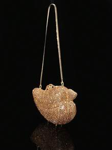 1 件迷你叶形闪亮高贵晚装包，优雅奢华女士水晶手提包，时尚口红和香水架手提包，迷人闪亮水晶镶嵌手提包，全手工制作的金属钻石手提包，适合贵妇出席派对、联欢会、聚会和宴会，不适合放置手机 - 香檳色 - 查看 2