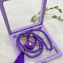 1 Set de Anillo Contador de Oración con Rhinestones, Cuentas de Tasbih Musulmán y Pulsera de Tasbih - Multicolor - Ver 6