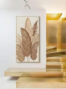 1 件装饰性现代花卉和叶子帆布墙艺术 - 无框 Shibui 植物印刷品，适用于家庭、办公室、客厅、卧室、餐厅室内墙壁装饰 - 垂直时尚主题艺术品 - 彩色 - 查看 2