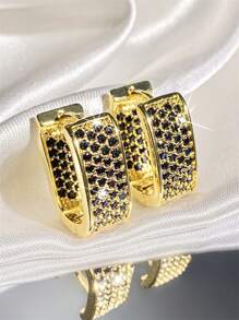 1 par de brincos de argola de zircônia cúbica glamurosos para mulheres para aniversário de casamento, festa de noivado, joias, presente de dia dos namorados, mãe, mãe, dia das mães, presente