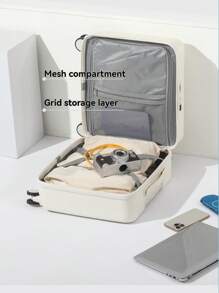 18 Inch Computer Case With Front Door And Laptop Compartment, Hard Shell Luggage Compartment With Built-In TSA Luggage Lock, Lightweight PC Travel Case With Hard Edges, Suitable For Both Women And Men, Equipped With Rotating Wheels Suitcase Travel Suitcase Suitcases Suit Case Travel Luggage Waterproof Carry On Suitcase Carry On Hand Luggage Summer White