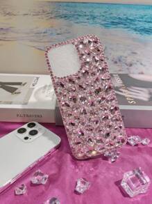 1pc Fashion Luxury Pink All-Inclusive Gem Phone Case Compatible With Iphone 16 Pro Max 16 Pro 16 Plus IPhone 16 - Pink - View 8
