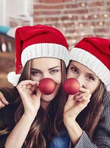 可定制徽标跨境儿童和成人圣诞帽，红色羊毛帽，适合节日派对服装