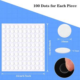 100/500pcs Balloon Glue Double Sided Adhesive Dots Clear Sticky Tack Tape Removable Stickers Acrylic Round Putty Waterproof Sticky Dot For Balloon Craft DIY Art Office Supplies (10mm)