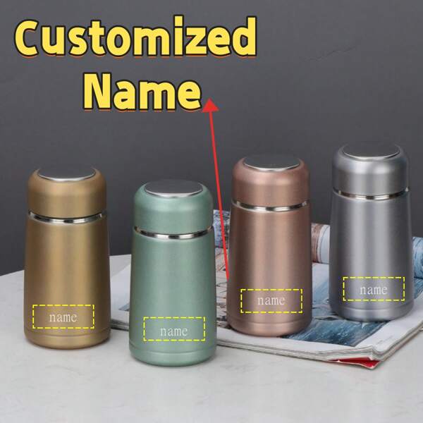 1pc Nome personalizado Copo isolado a vácuo com coador de chá, copo portátil, caneca de presente de 350ml/11,8oz