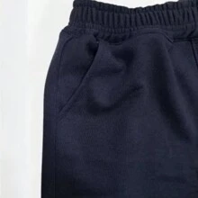 Bermuda Style Sweat Shorts With Elastic Waistband And Side Pockets - Màu xanh lam - Xem 3