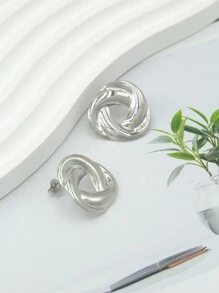 2 chiếc khuyên tai hình tam giác xoắn bằng thép không gỉ chất lượng cao, bền và thời trang, tay nghề thủ công tinh tế dành cho quý cô thanh lịch trong mọi dịp - Bông tai xoắn - Xem 5