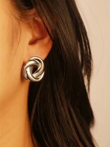 2 chiếc khuyên tai hình tam giác xoắn bằng thép không gỉ chất lượng cao, bền và thời trang, tay nghề thủ công tinh tế dành cho quý cô thanh lịch trong mọi dịp - Bông tai xoắn - Xem 2