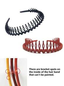 6条/包塑料波浪发箍，带梳子和齿，颜色随机，女士通用防滑细发带，发箍，发圈，之字形发箍，化妆发箍，发饰，头饰 - 彩色 - 查看 6