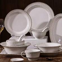 European & Japanese Style Plates, Ceramic Tableware, Serving Trays - Beige - View 1