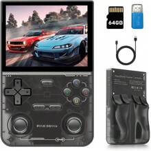 K36 Retro Handheld Game Console, Supports 9000+ Games, Equipped With 64G TF Card, Portable Mini Retro Video Games Console, 3.5-Inch IPS Screen, 640x480 Resolution, 500nit (Black) ﻿