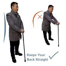 LIGHTWEIGHT, PRACTICAL, RETRACTABLE AND COMFORTABLE FOLDING CANE - Black - View 3