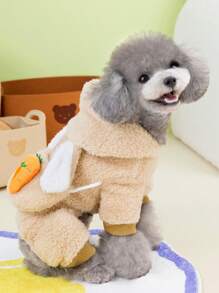 加厚宠物狗衣服，冬季四腿羊毛连体衣 - 粉色 - 查看 1