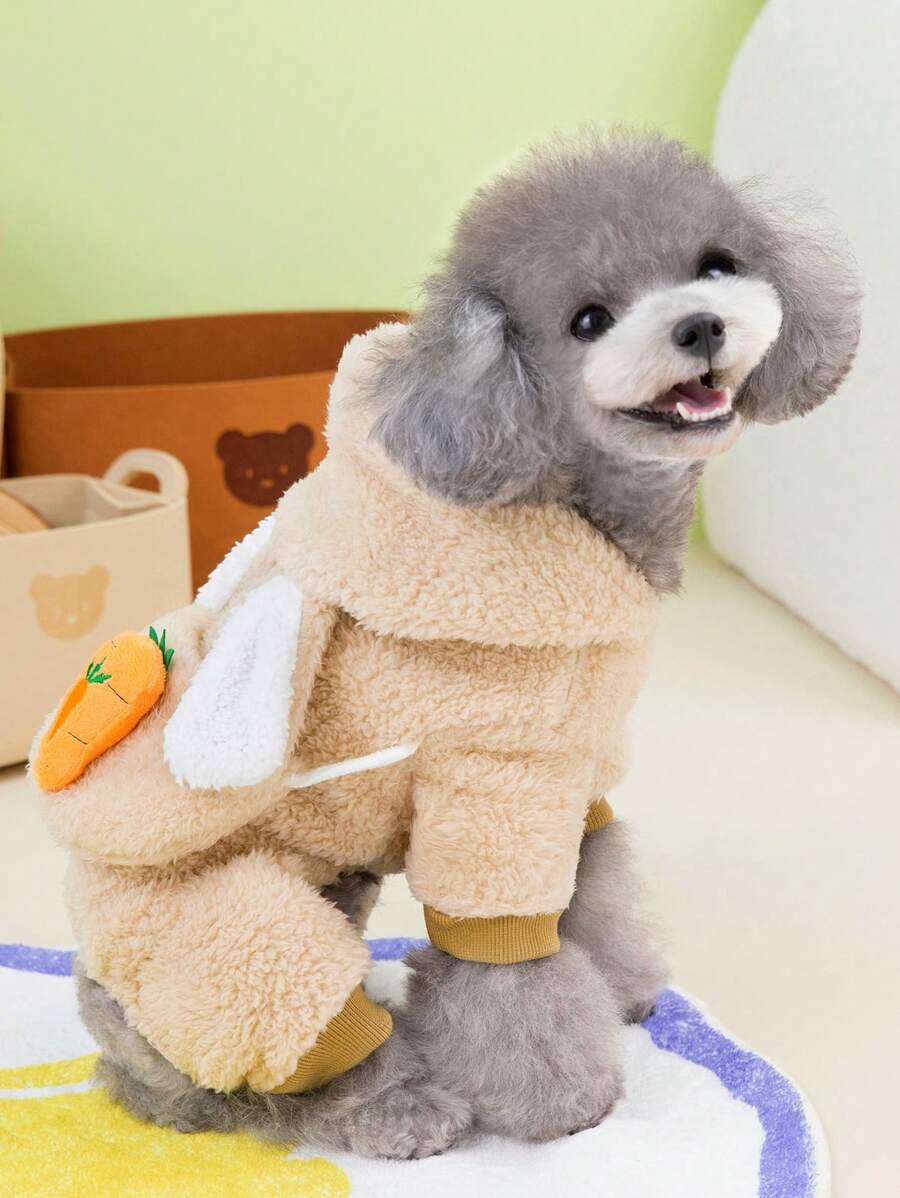 加厚宠物狗衣服，冬季四腿羊毛连体衣 - 粉色 - 查看 1