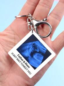 Personalized Ultrasound Key Chain - Daddy Holding Me - Bump Key Ring - Gift For Soon-To-Be Dad - Dad's Birthday Gift From Bump - Baby Scan Gift - Personalized Scan Photo Key Chain - Gift For Soon-To-Be Mom - Birthday Christmas Gift - His & Hers From Bump - Can't Wait To Meet You - Meaningful Keychain - Can Do Photo And Text