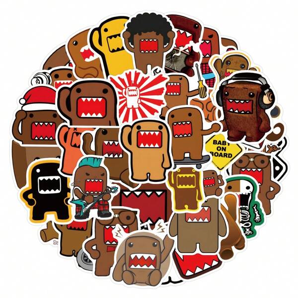50 张卡通 Domo Kun 涂鸦贴纸用于装饰文具、手提包、手提箱、手机、平板电脑