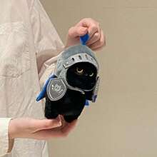 Mặt dây chuyền búp bê mèo hiệp sĩ dễ thương Móc khóa mèo đen Đồ chơi sang trọng hình khiên mèo Đồ chơi mềm mại Quà tặng cho trẻ em Móc khóa - màu đen - Xem 4