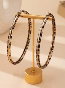 1 Pair Asymmetrical Geometric Oversized Hoop Earrings, Retro Exaggerated High-End Earrings - Multicolor - View 6