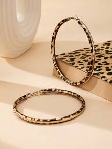 1 Pair Asymmetrical Geometric Oversized Hoop Earrings, Retro Exaggerated High-End Earrings - Multicolor - View 3