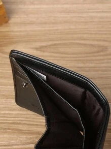 Wcarno Portefeuille multifonction de style minimaliste avec poche à pièces et compartiment pour billets. Cadeaux de Noël, cadeaux de Thanksgiving, cadeaux vintage pour hommes. Portefeuille, porte-monnaie, petit portefeuille, portefeuille  pour hommes - Noir - Voir 5