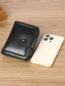 Wcarno Portefeuille multifonction de style minimaliste avec poche à pièces et compartiment pour billets. Cadeaux de Noël, cadeaux de Thanksgiving, cadeaux vintage pour hommes. Portefeuille, porte-monnaie, petit portefeuille, portefeuille  pour hommes - Noir - Voir 8