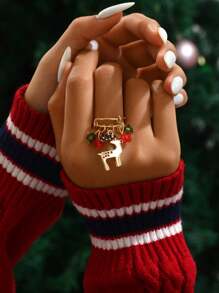 1pc Fashion Santa Claus & Snowflake Christmas Tree Design Ring For Women - Multicolor - View 20