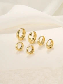 1 đôi bông tai vòng tròn vàng và bạc dày, bông tai vòng tròn nhỏ bằng bạc 925, bông tai vòng tròn vàng thời trang dày thu nhỏ. Có thể xếp chồng để xỏ nhiều lỗ, với phong cách thời trang và tối giản, phù hợp để đeo khi hẹn hò hàng ngày. - bông tai - Xem 5