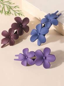 3/6/12 件女士磨砂花发夹，时尚精致双花大夹子，防滑马尾鳄鱼发夹，优雅发夹头饰发饰适合日常使用 - 多色 - 查看 17