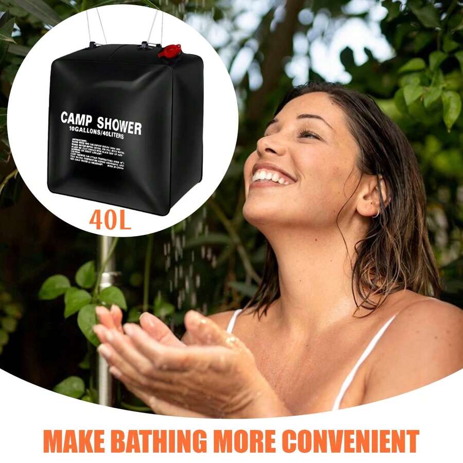 Túi tắm năng lượng mặt trời gấp gọn ngoài trời 40L: Giải pháp di động tiện lợi cho việc tắm nước ấm khi di chuyển, tận dụng năng lượng mặt trời cho trải nghiệm tắm - màu đen - Xem 1