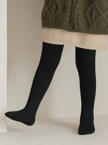 2 piezas Mallas cálidas para niñas, Leggings gruesos de unicolor, Pantalones clásicos casuales versátiles, suaves y cómodos, Adecuados para uso diario en otoño/invierno o como regalo de vacaciones