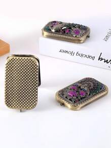 1 件复古金属口袋折叠双面矩形化妆镜最佳礼物 - 彩色 - 查看 9