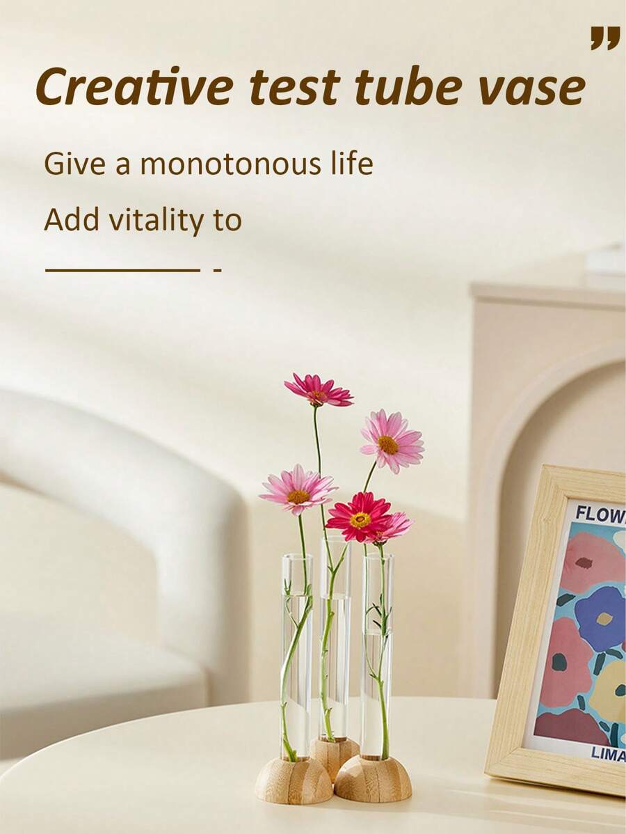 1 件试管形花瓶装饰，透明水培植物架，为客厅营造优雅高端的氛围 - 彩色 - 查看 1