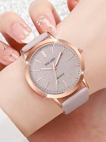 6 件/套女士时尚休闲哑光表盘石英腕表组合 - 彩色 - 查看 4