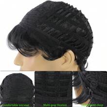 Synthetic Men's Short Straight Wig Black For Men Hair Fluffy Realistic Natural Headpiece Hair Heat Resistant For Daily Party