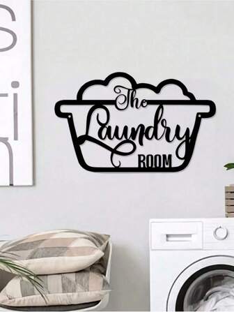 HELLOYOUNG 1个金属装饰牌，适用于洗衣房，简约可爱，复古风格，可作墙面装饰挂件，乔迁礼物，适合现代家居装饰、房间装饰、卧室装饰、浴室装饰，防水防锈