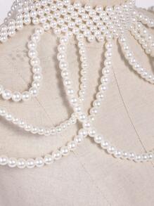 1 Pezzo Ciondolo per spalla in perle lavorato a mano elegante e vintage, accessorio per spose, matrimoni, feste ed eventi per donne