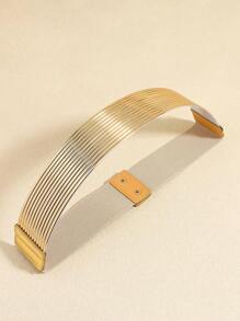 1PC Girl's Decorative Dress Belt, Gold Long Waistband, Fashionable Elastic Wide Waistband, Versatile Dress Accessories For Christmas And New Year Party - Gold - View 4