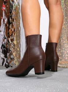 Giày bốt dự tiệc gót cao mũi nhọn thanh lịch cho nữ, màu đen - Cà phê nâu - Xem 6