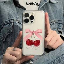 Cute Cherry Pattern Full Protection Anti-Drop Phone Case Compatible With Iphone 16/15/15Pro/15ProMax/14/13/12/11/Xs MAX Series, Phone Protective Cover